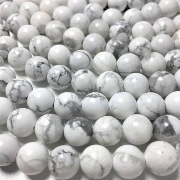 10mm Howlite White Grey Veined Natural Gemstone Bead Strand - Picture 1 of 1